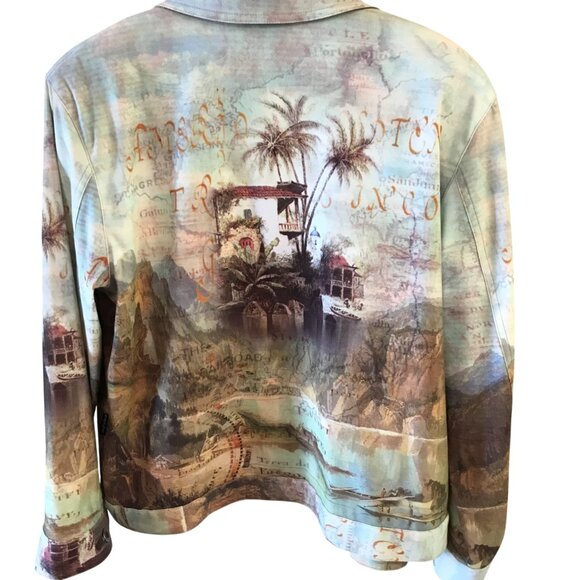 Impulse California Button-Down Shirt: Vintage World Map Print Blouse, Size XL - Picture 2 of 10